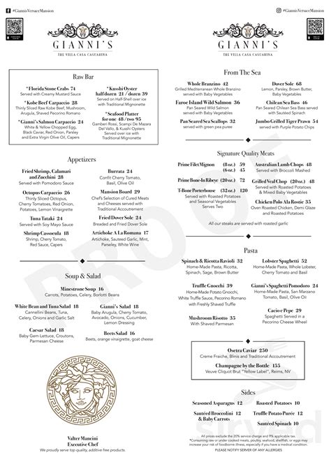 versace mansion menu|gianni's versace mansion menu.